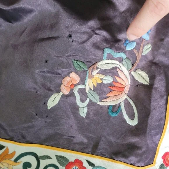 Vintage Silk Golden Bee Chinese Robe, sz S-L - Picture 7 of 16